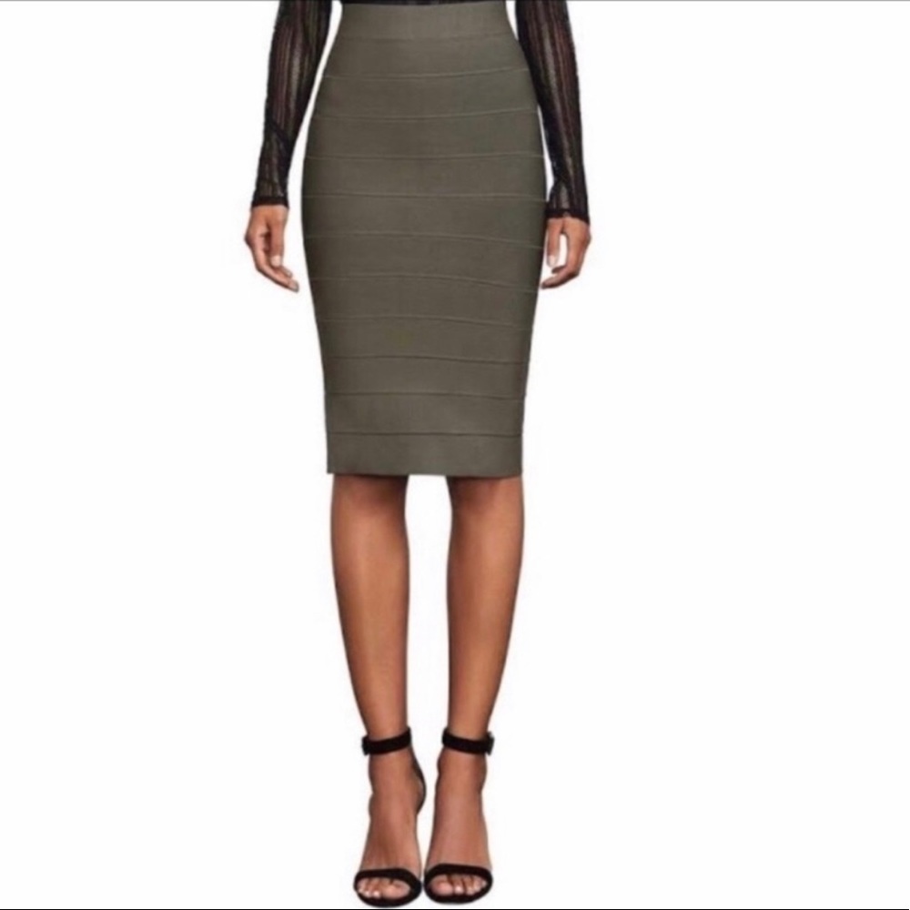BCBGMaxAzria Leger Skirt Dark Fatigue Size Small